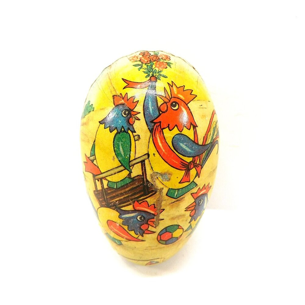 Vintage Rooster Chicken Easter Egg Box Papier Paper Mache 3.3"